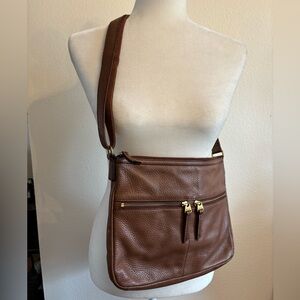 Fossil Crossbody Shoulder Bag brown leather with adjustable strap
